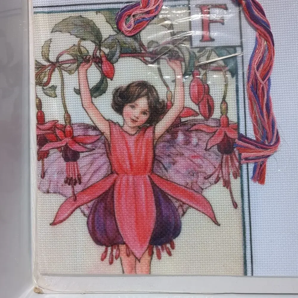 Needlepoint Flower Fairies Sicily Mary Barker 1997 Fuchsia 9 In X 12 In Vintage
